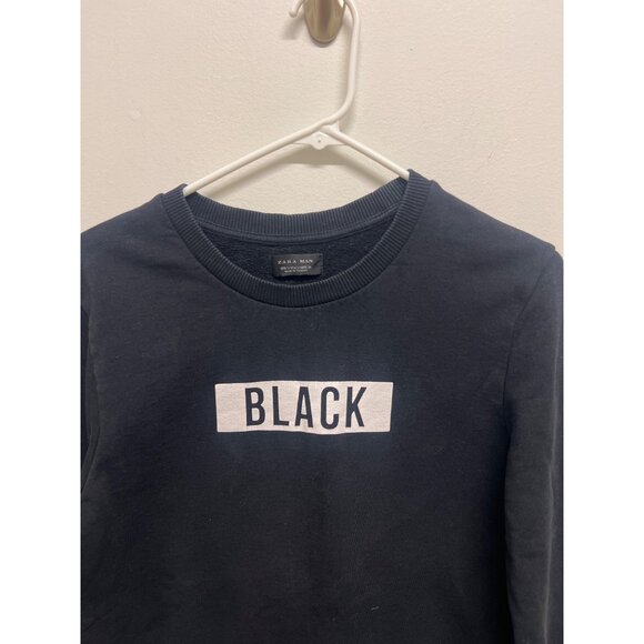 Zara Man Black Long Sleeve Shirt With Bold Letter Graphic - Picture 2 of 7